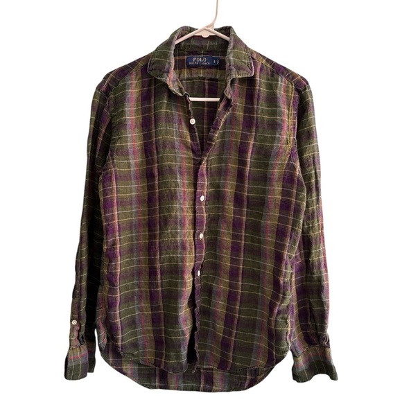 Polo by Ralph Lauren Men's Plaid Shirt in Green and Purple - Picture 1 of 3